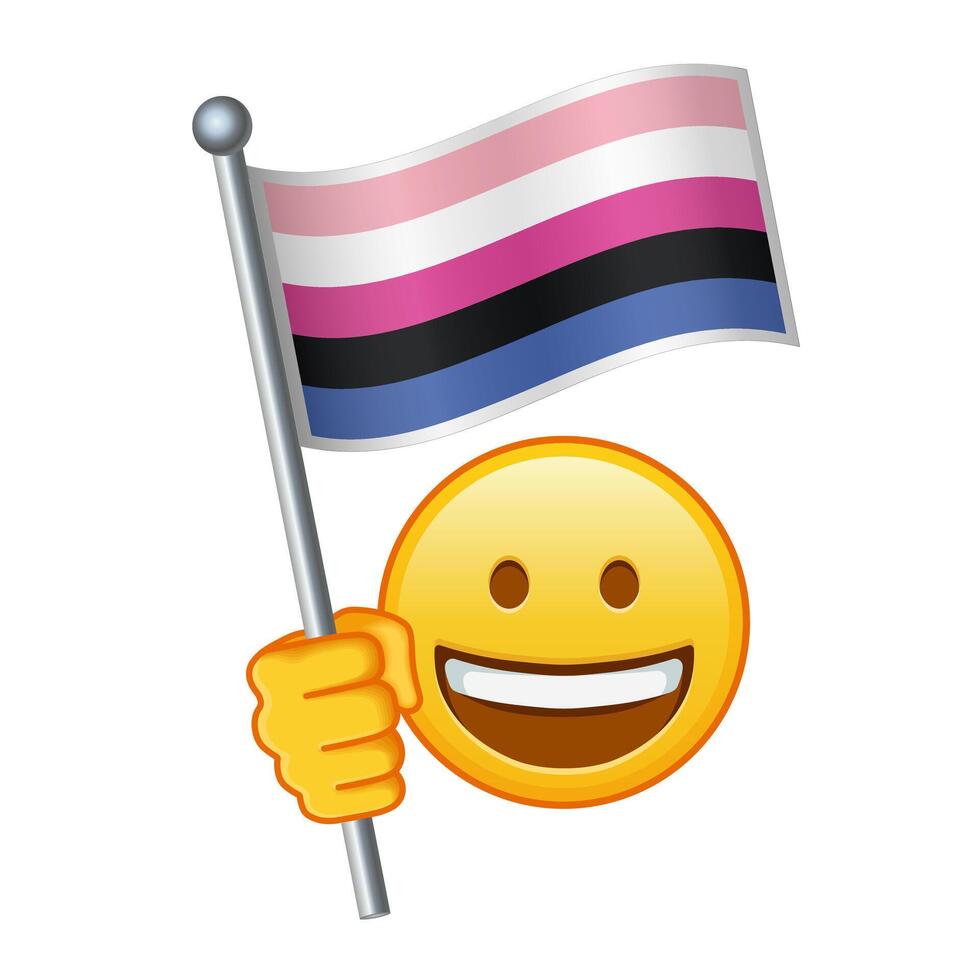 Emoji with Gender fluid pride flag Large size of yellow emoji smile vector