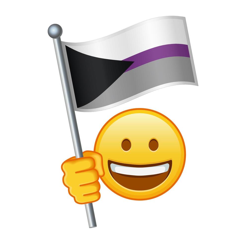 emoji con demisexual orgullo bandera grande Talla de amarillo emoji sonrisa vector