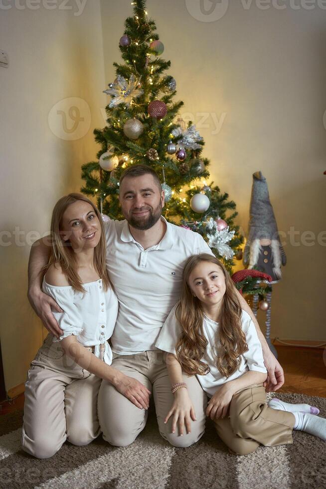 Family celebrate new year eve at home photo