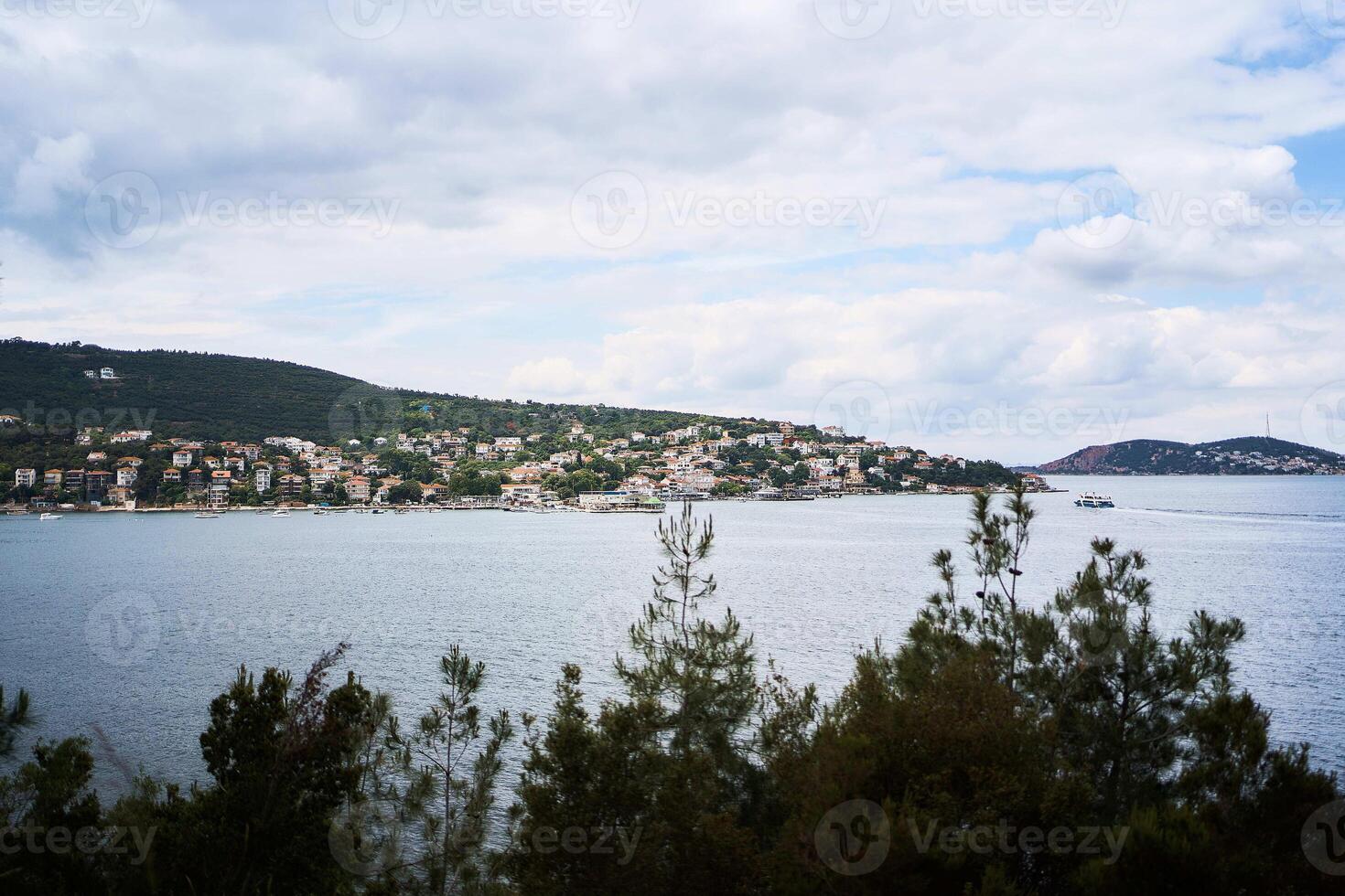 ver de el bahía y islas desde del príncipe isla en Estanbul foto