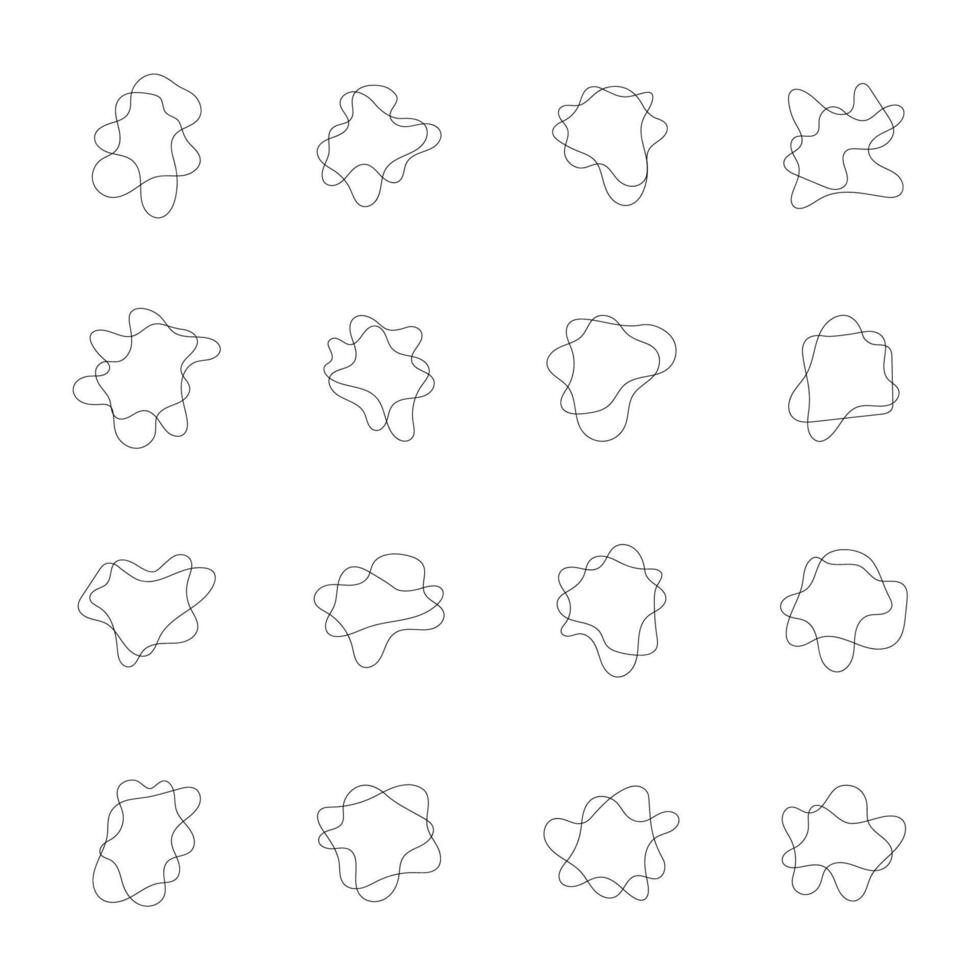Set of outline blob isolated for decoration artistic illustration. vector