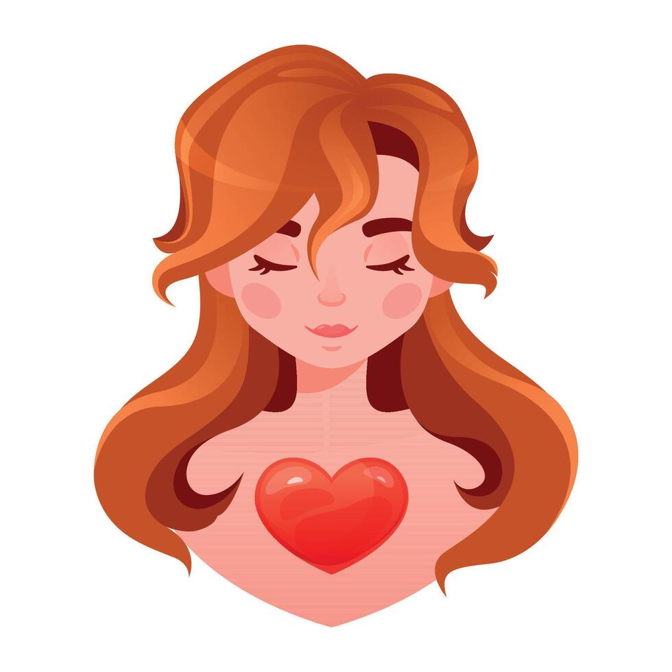 Love yourself. Love your body and mind. Make time for yourself. Be happy and feeling bliss, harmony, positive emotion, confidence. Colored cartoon illustration vector