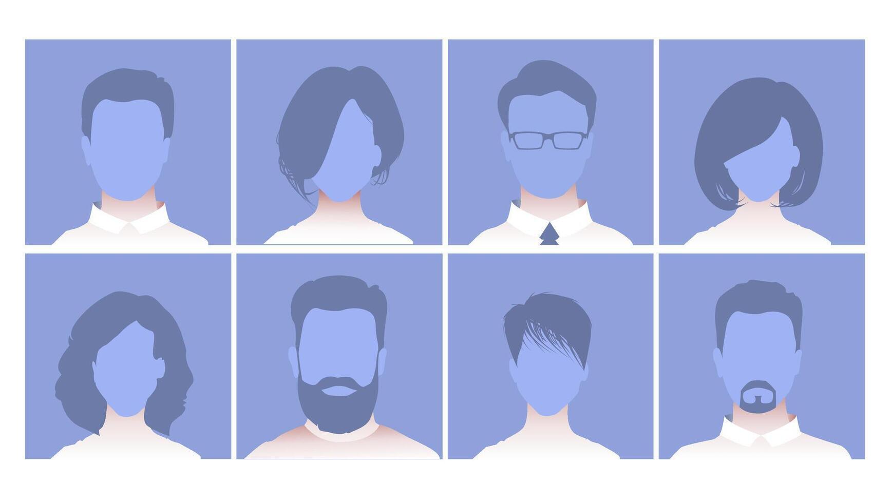 defecto marcador de posición avatar perfil en azul antecedentes hombre y mujer vector