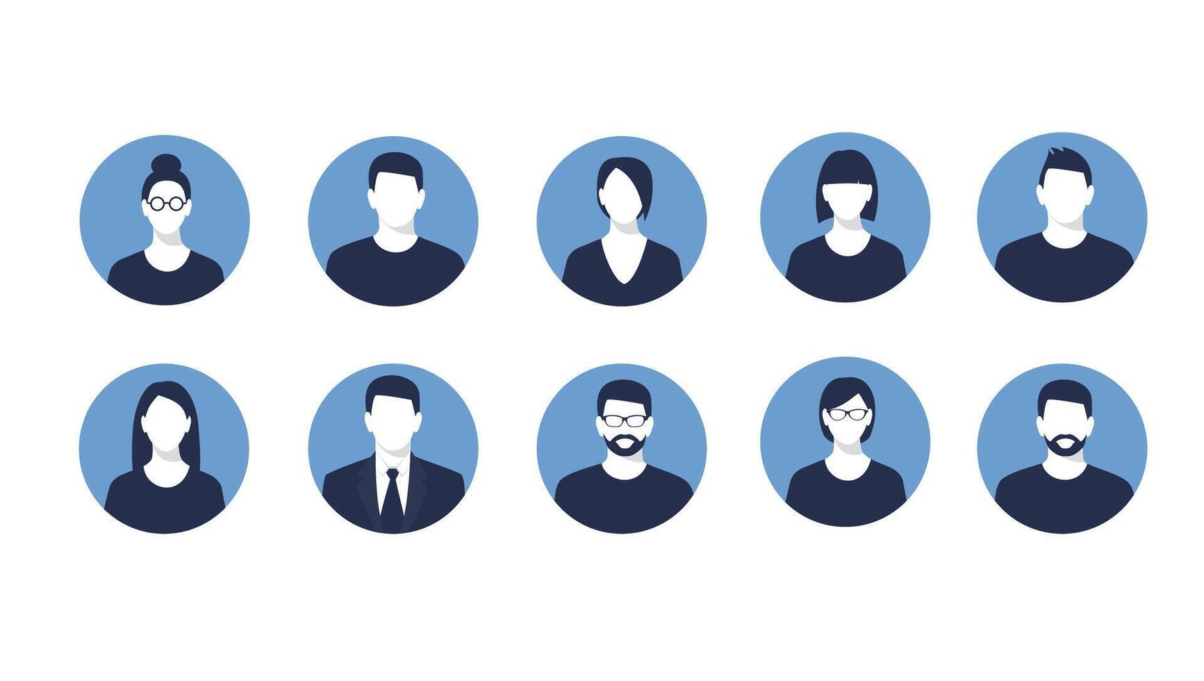 avatar perfil icono conjunto incluso masculino y hembra conjunto de de los hombres y De las mujeres caracteres conjunto de avatares creativo personas vector