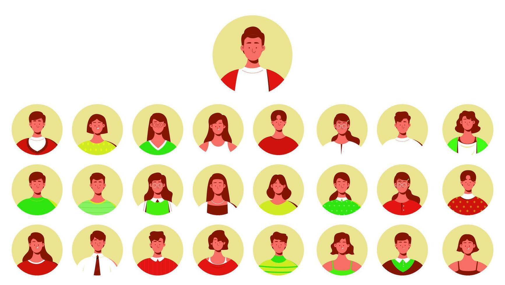 Avatar profile icon set including male and female Set of Men and Women Characters vector