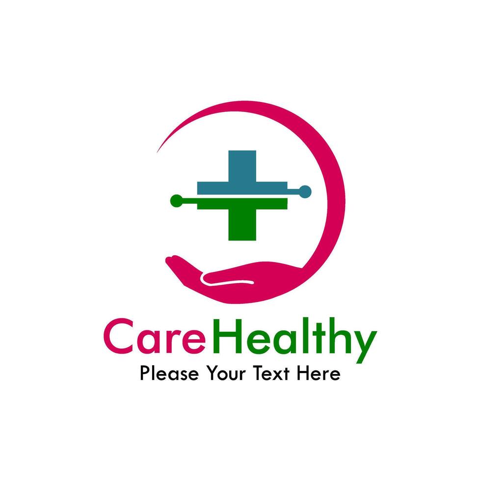 Care healthy symbol logo template illustration. there are hand and cross. suitable for clinic, medical, etc vector