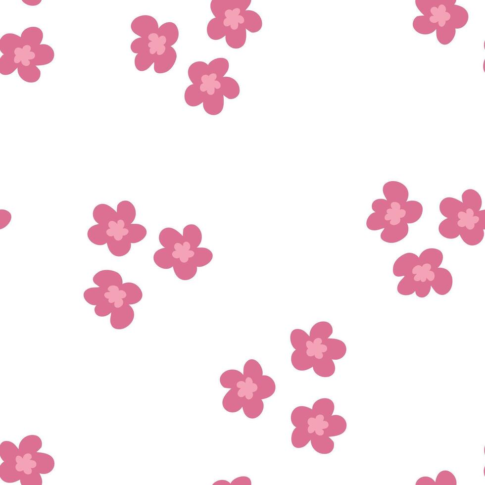 Japanese seamless pattern with sakura blossom flowers. Perfect print for tee, paper, textile and fabric. Hand drawn illustration. vector