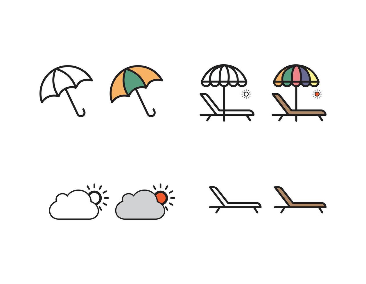 Summer Line Icons. Editable Stroke. Pixel Perfect. For Mobile and Web vector