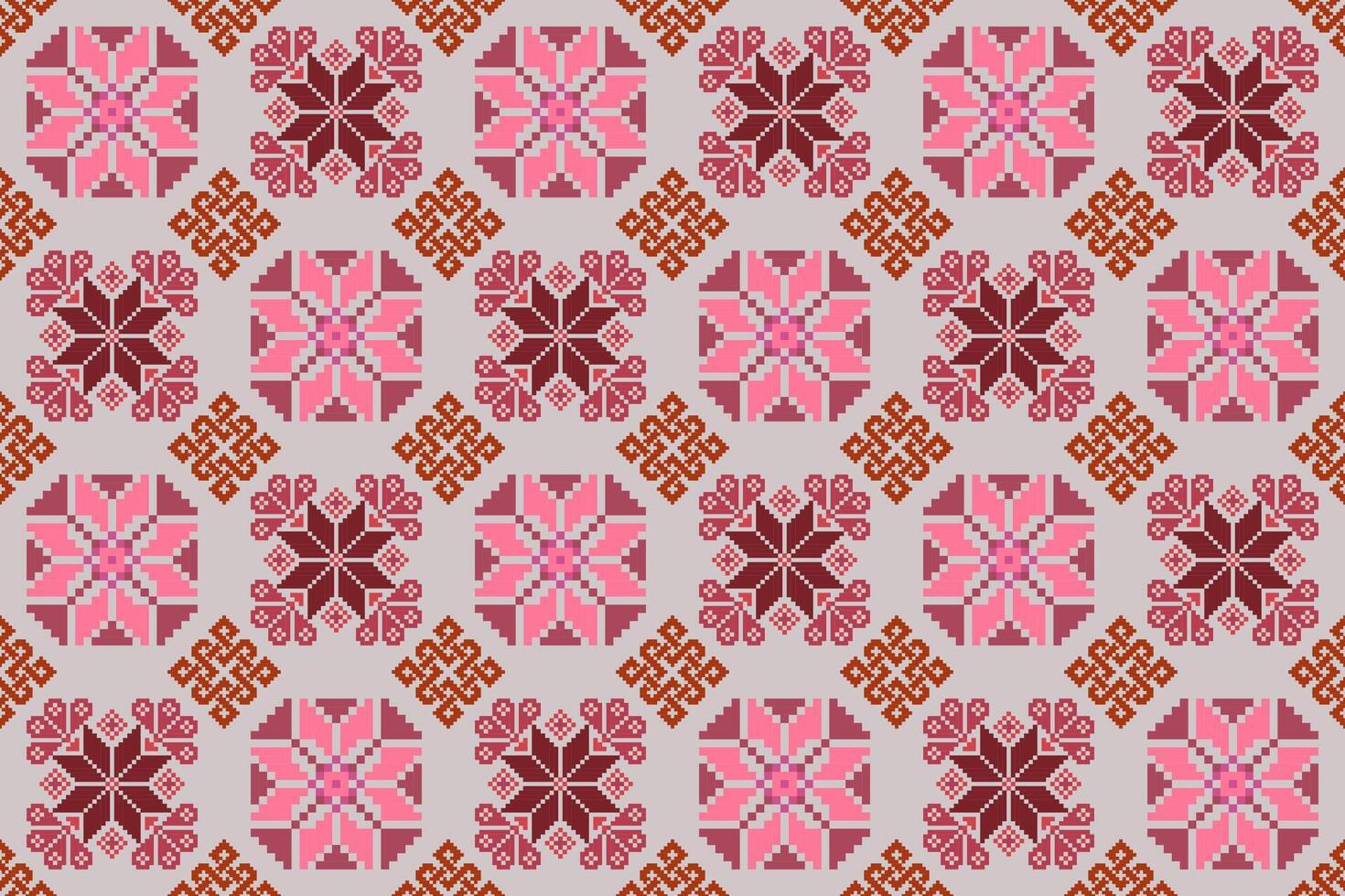 geométrico étnico floral píxel Arte bordado, azteca estilo, resumen antecedentes diseño para tela, ropa, textil, envase, decoración, bufanda, imprimir, fondo de pantalla, mesa corredor. vector