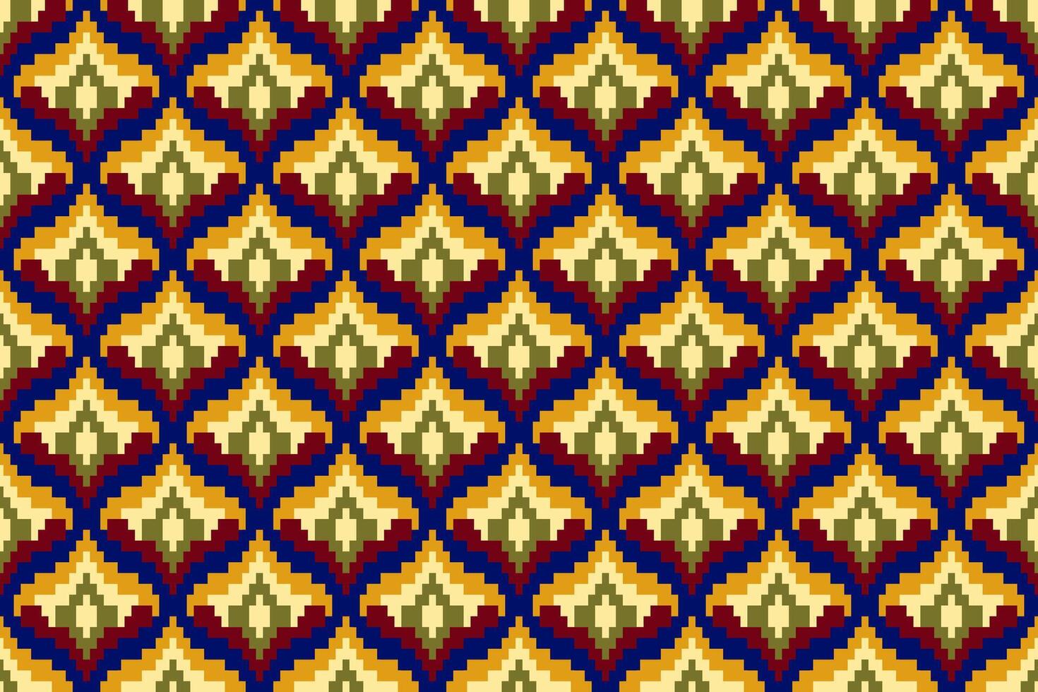 Geometric ethnic floral pixel art embroidery, Aztec style, abstract background design for fabric, clothing, textile, wrapping, decoration, scarf, print, wallpaper, table runner. vector