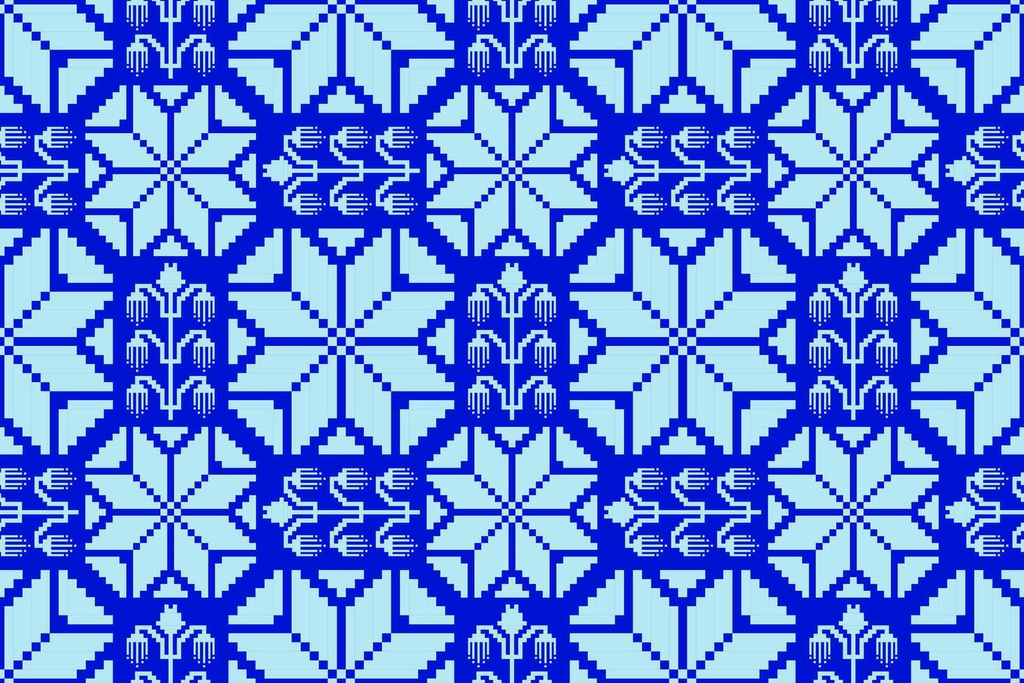 Geometric ethnic floral pixel art embroidery, Aztec style, abstract background design for fabric, clothing, textile, wrapping, decoration, scarf, print, wallpaper, table runner. vector