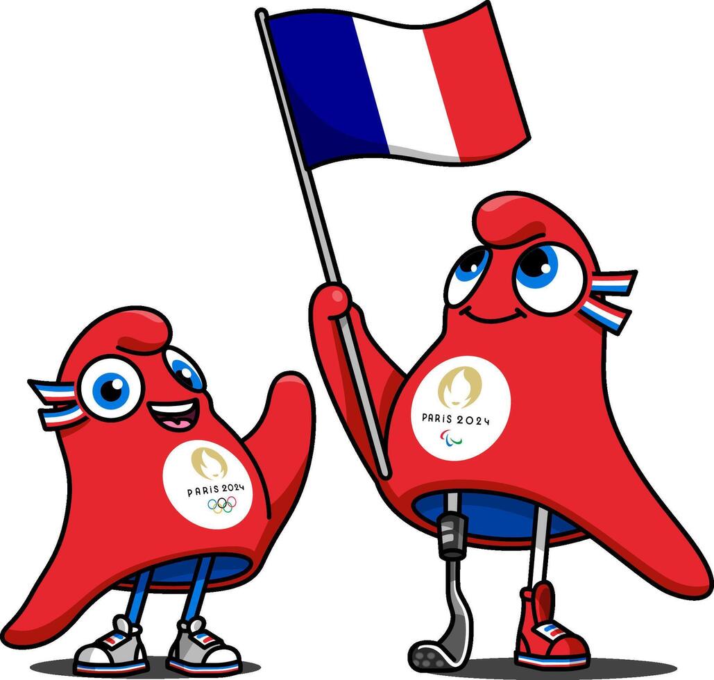 Mascots Phryge of the 2024 Summer Olympic and Paralympic Games in Paris vector