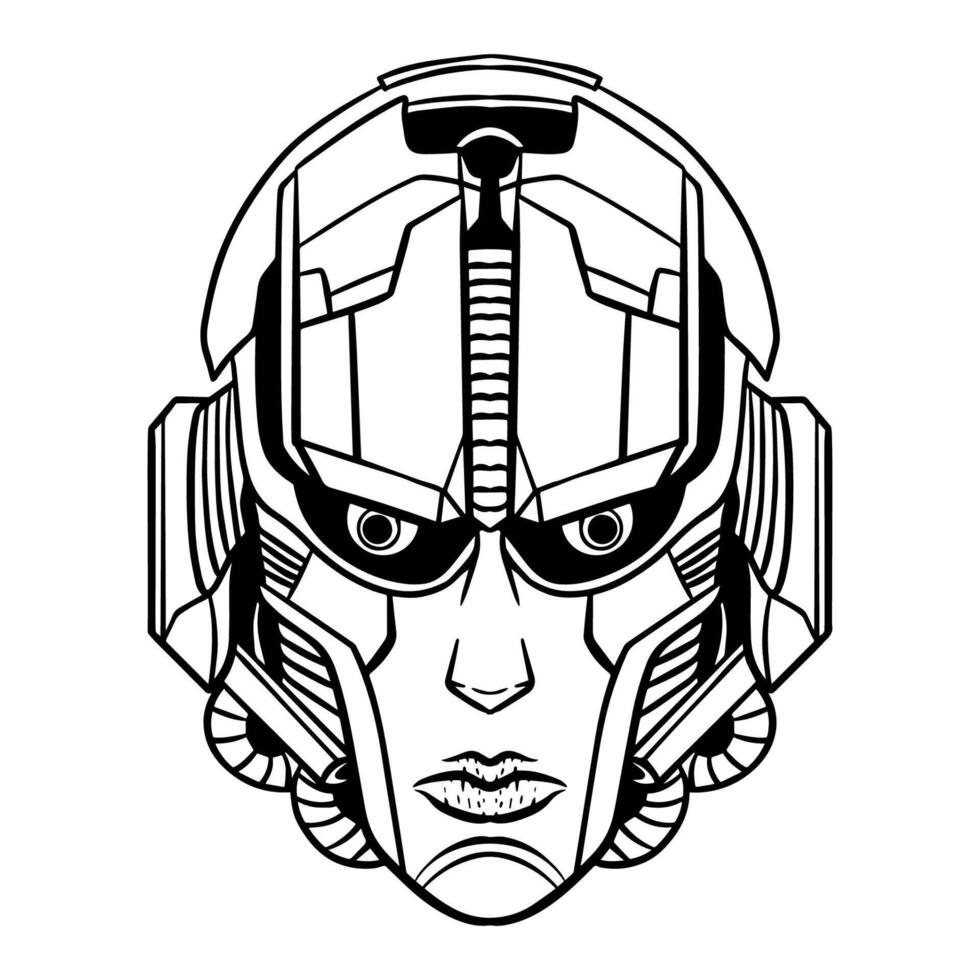 Futuristic Robotic head outline art vector