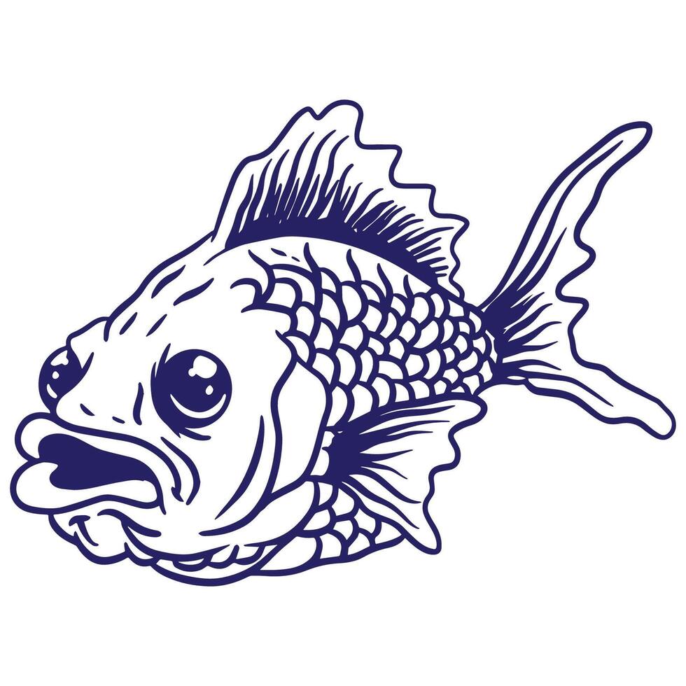 hand drawn ryukin goldfish illustration vector