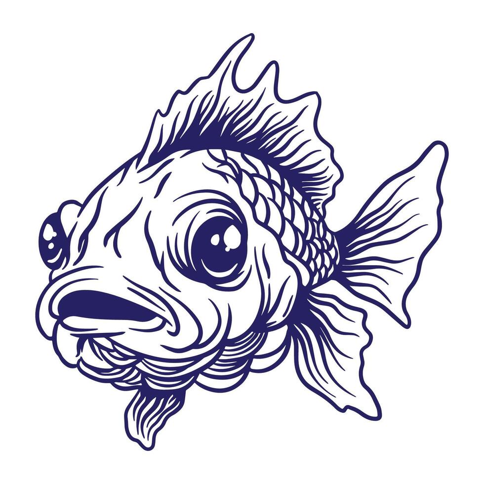 hand drawn ryukin goldfish illustration vector