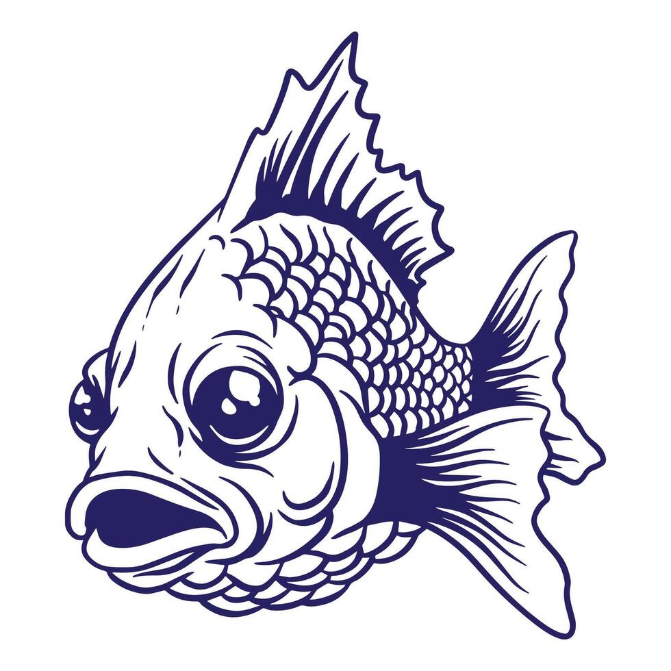 hand drawn ryukin goldfish illustration vector