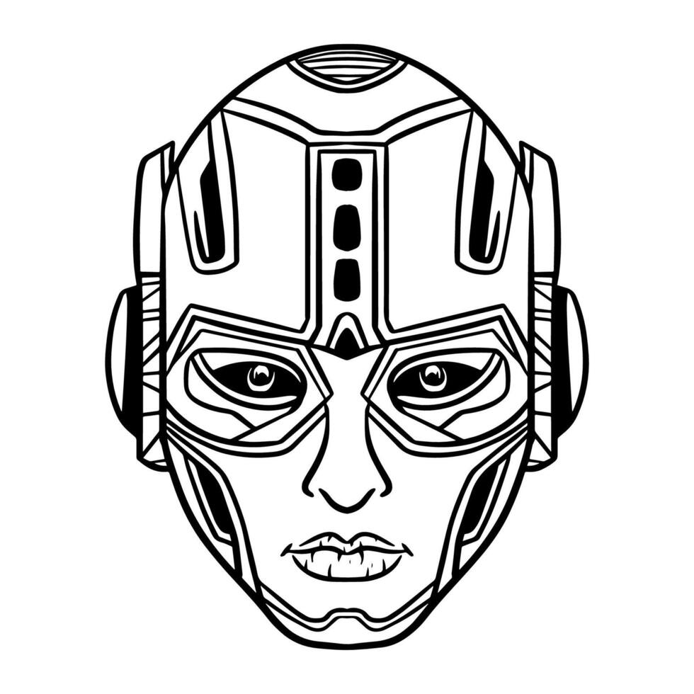 Futuristic Robotic head outline art vector