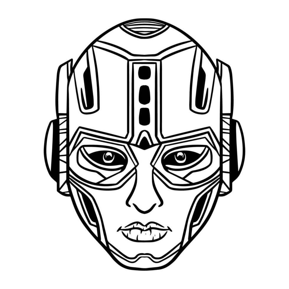 Futuristic Robotic head outline art vector