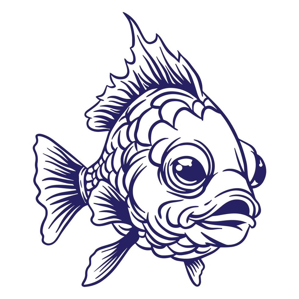 mano dibujado Ryukin pez de colores ilustración vector