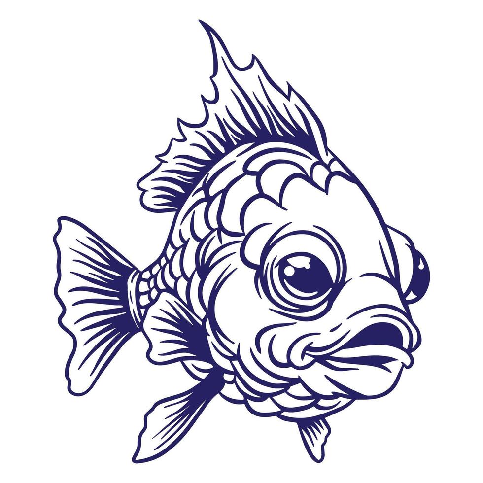 hand drawn ryukin goldfish illustration vector