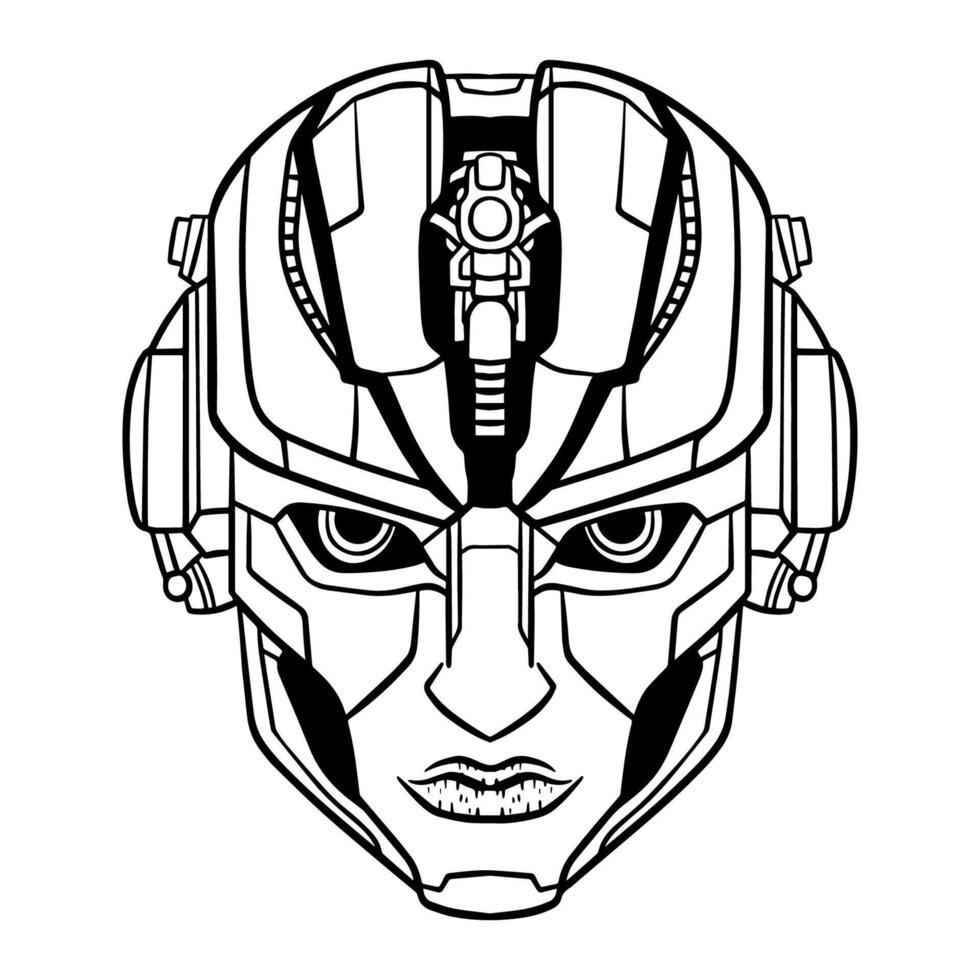 Futuristic Robotic head outline art vector