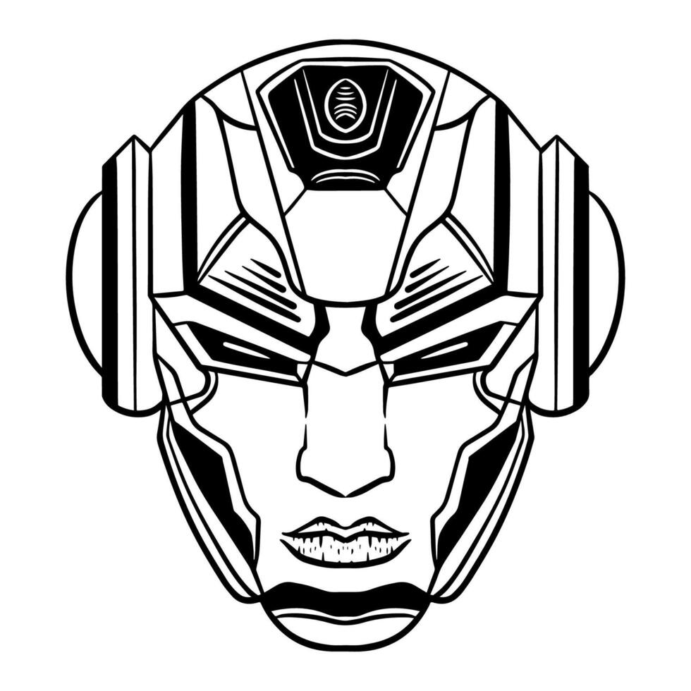 Futuristic Robotic head outline art vector