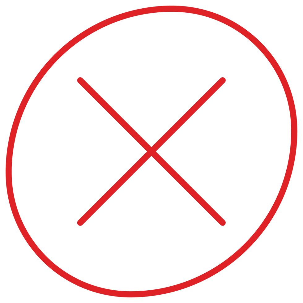 Red cross mark sign on transparent background png