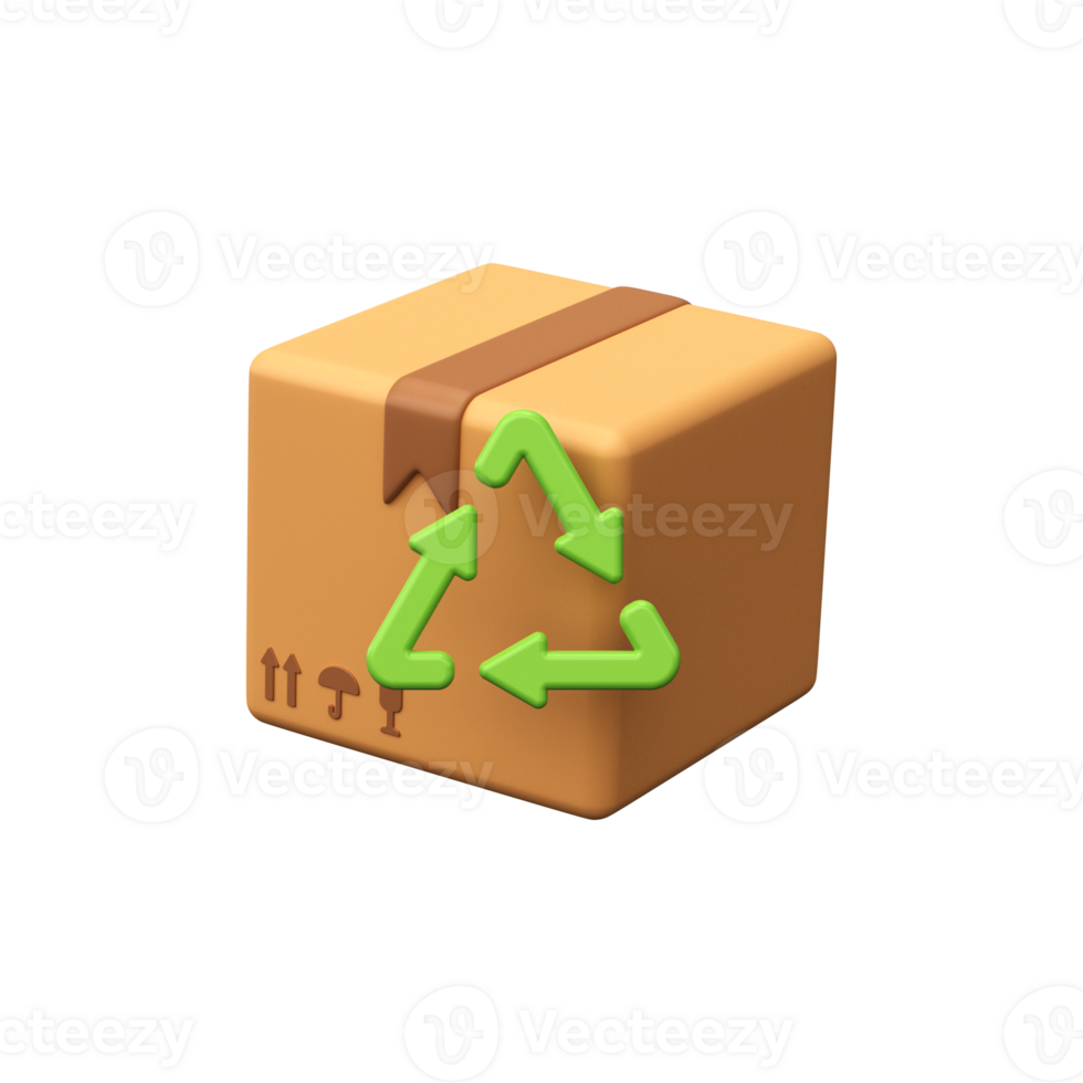 Biodegradable box 3d. Environment protection png