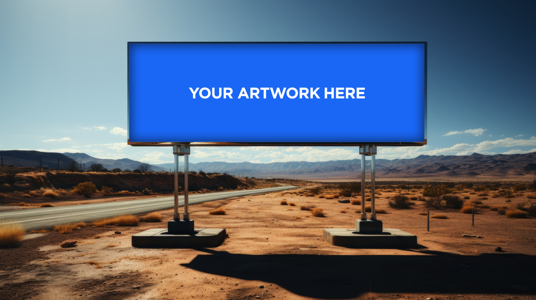mockup of a billboard on the desert psd