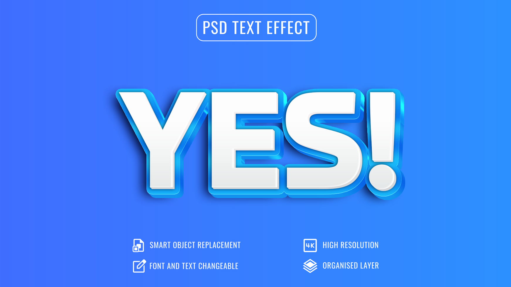 blue and white 3d text effect psd