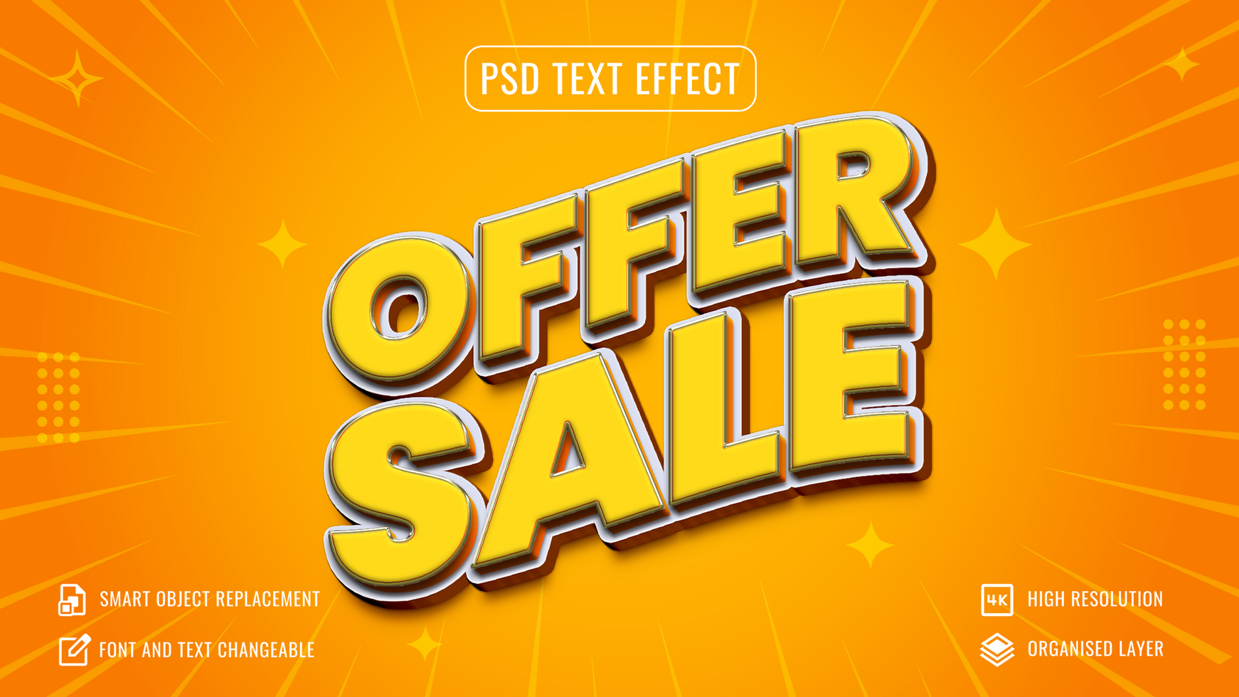 offer sale text effect on orange background psd