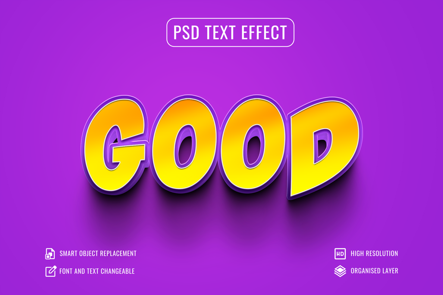 good text effect with purple background psd