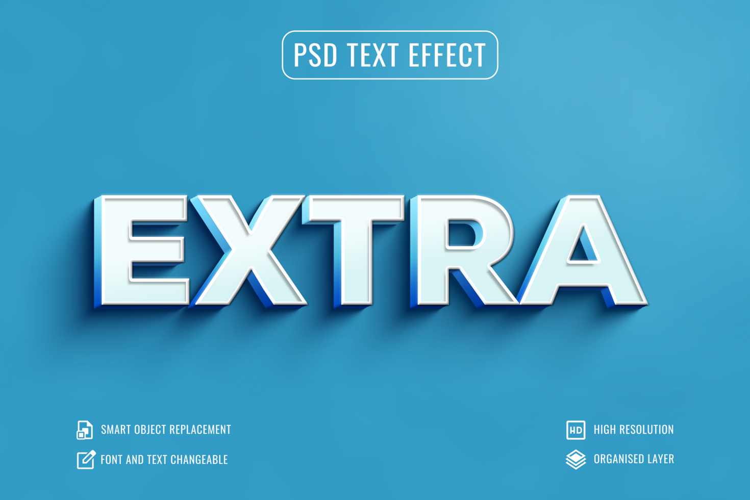 3d text effect with blue background psd