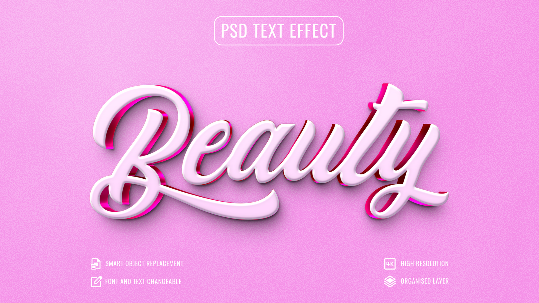 beauty text effect with pink background psd