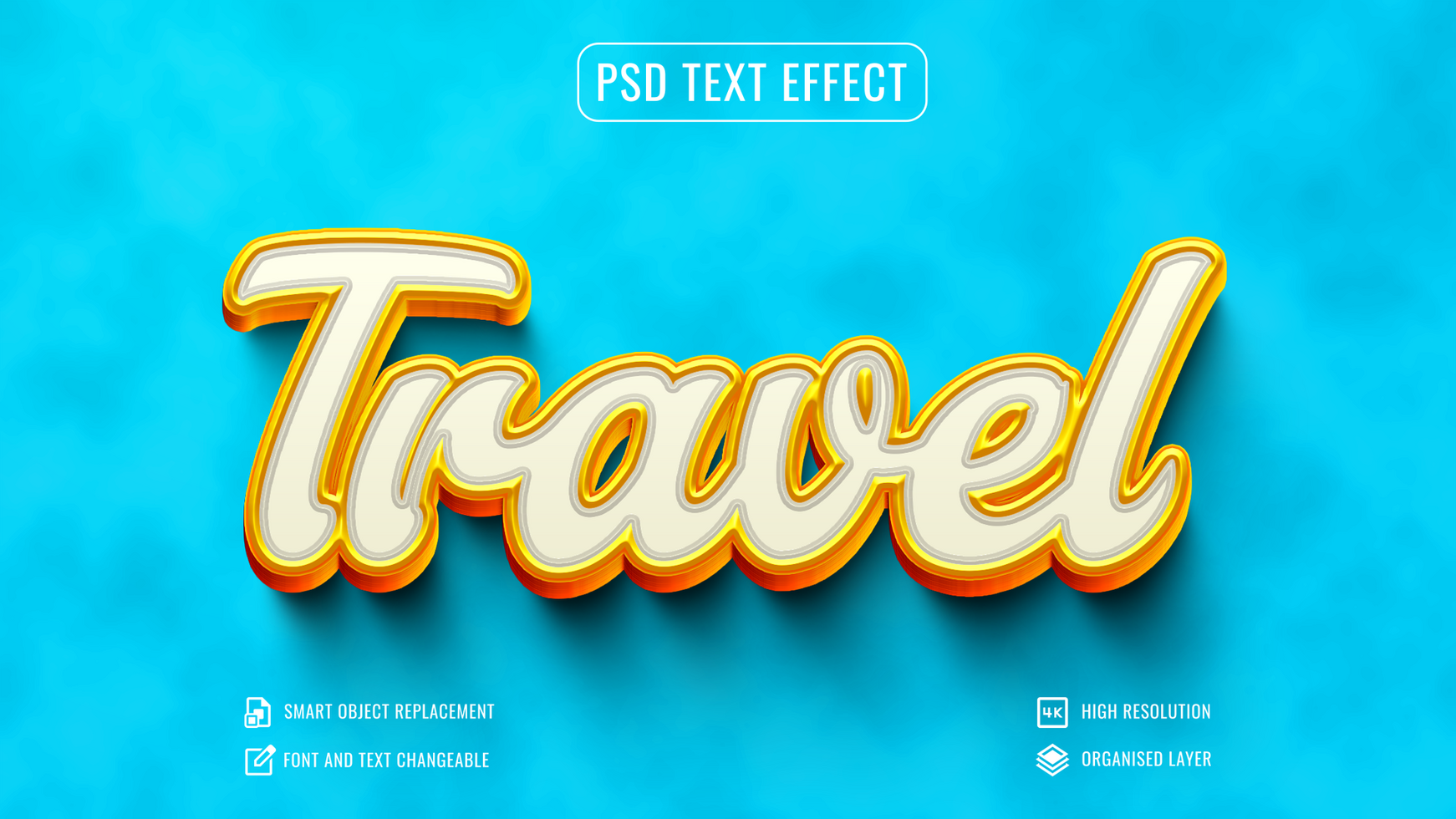 3d travel text effect in photoshop psd