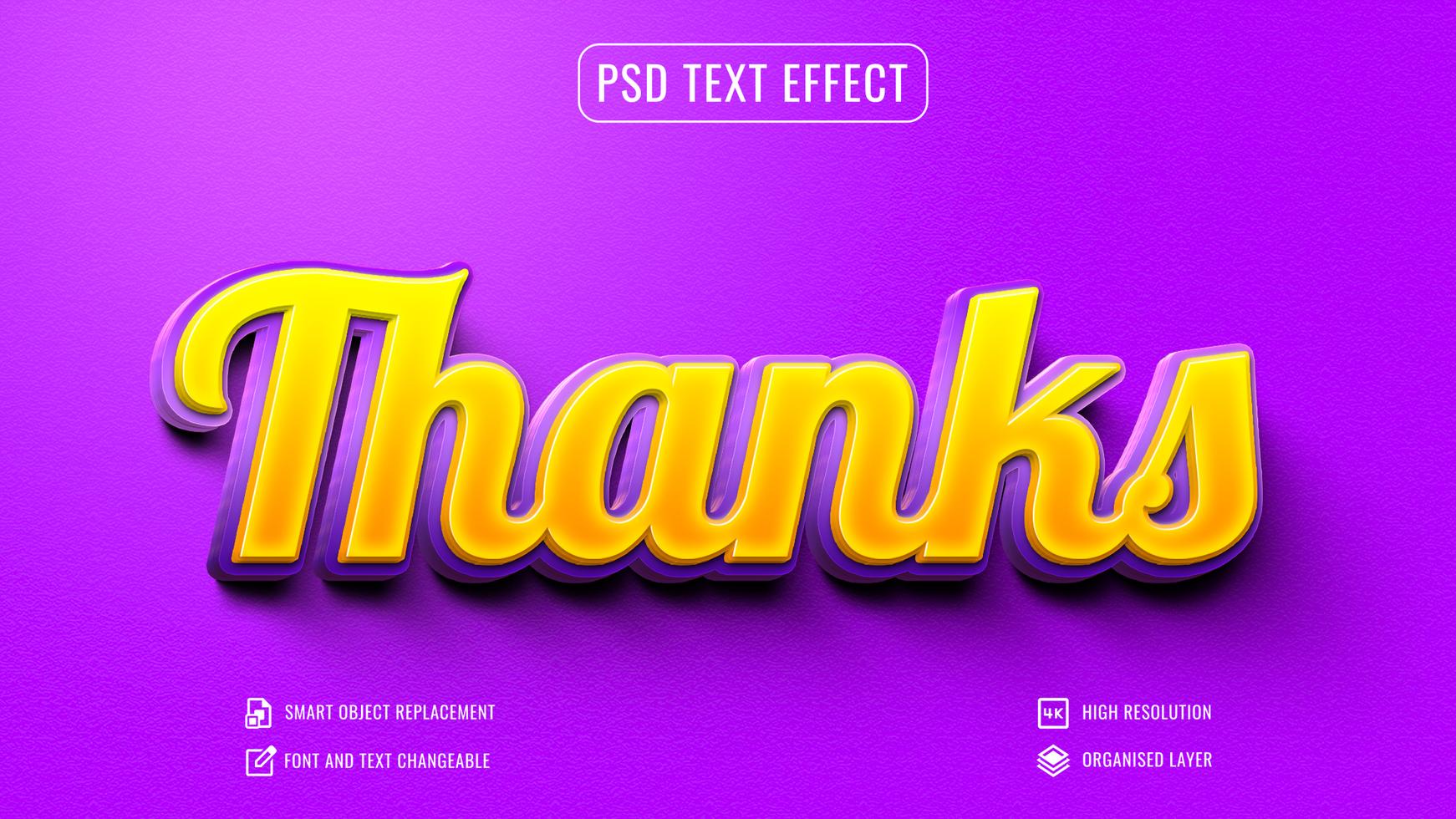 Thanks text effect in 3d style psd
