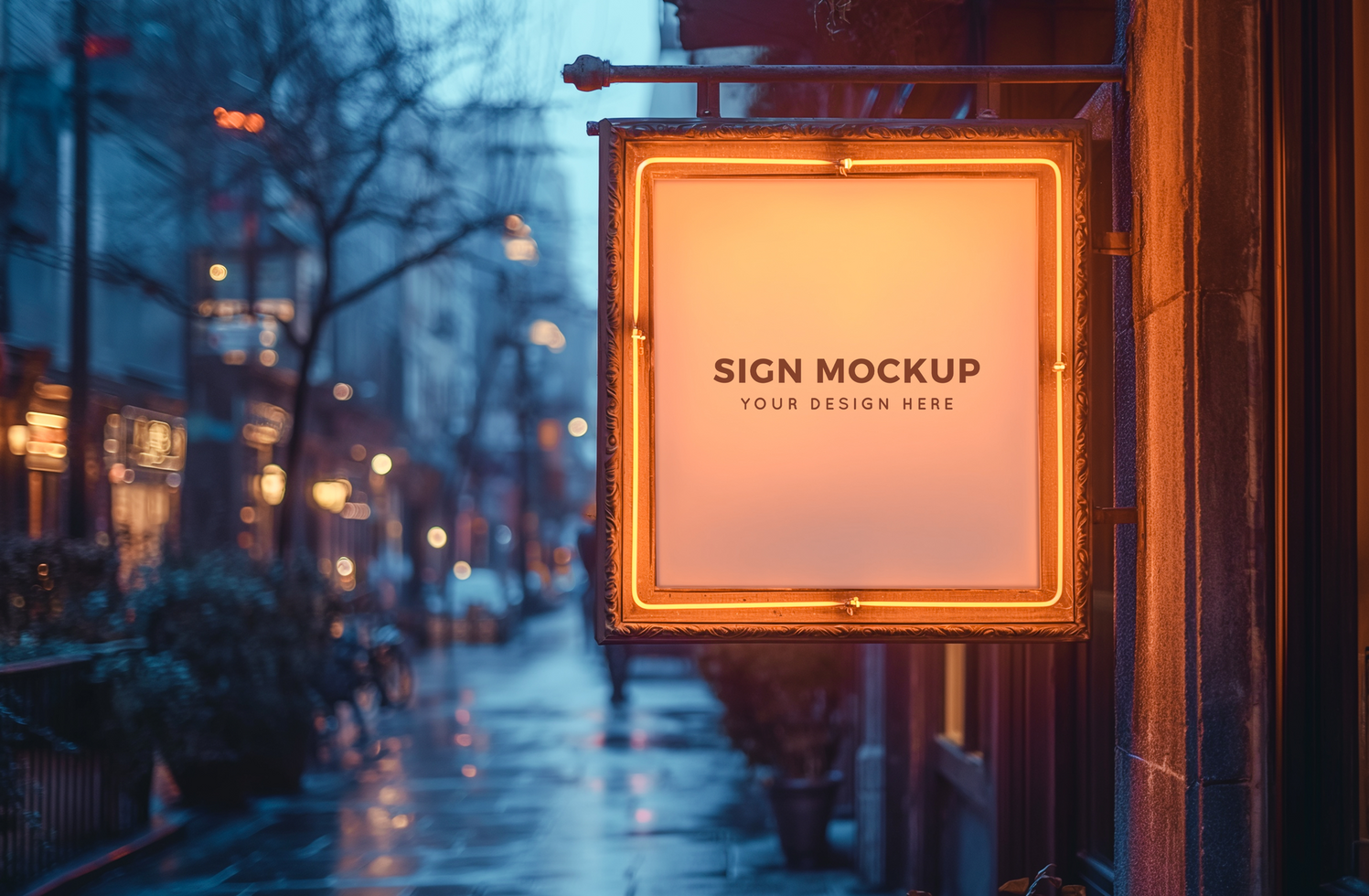 Vintage sign mockup psd