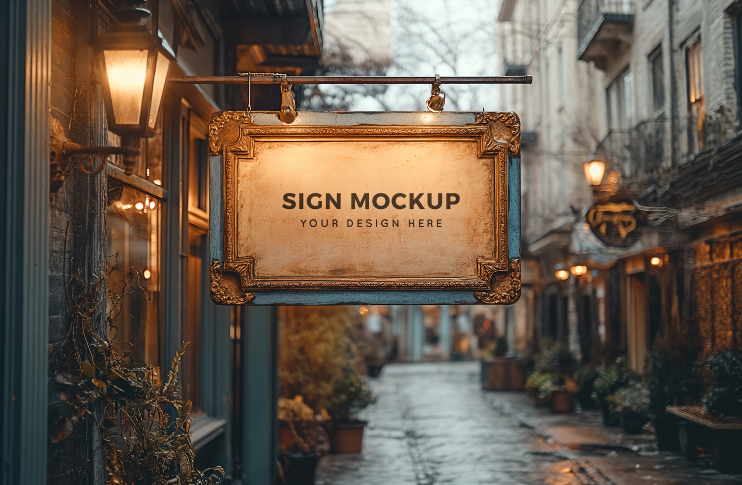 Vintage sign mockup psd