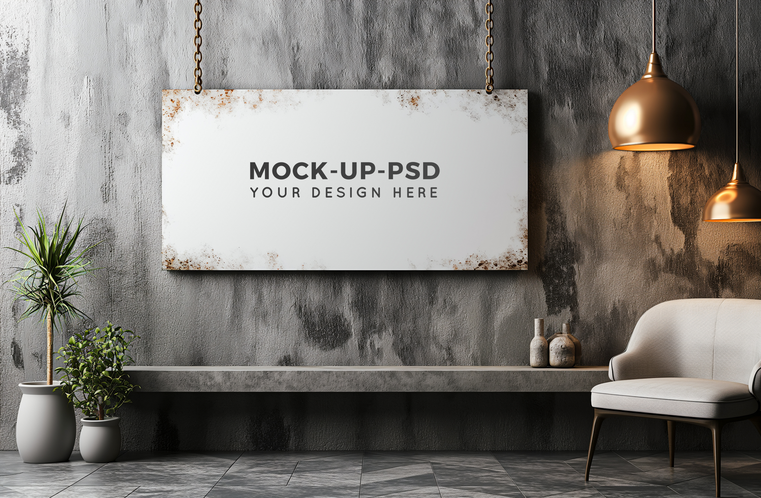 Photo frame mock up in a room decorated with plants psd