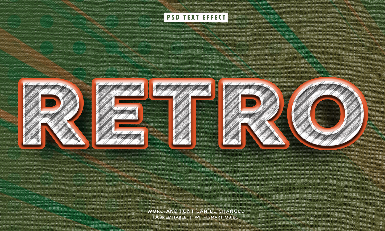 Retro 3D Editable Text Effects psd