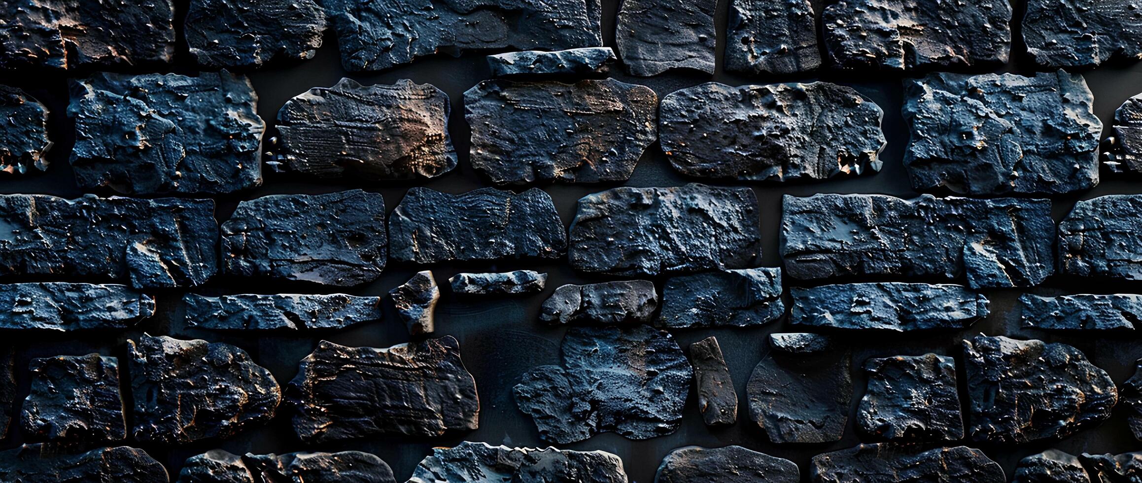 AI generated Black brick wall with cracks and scratches. Abstract texture background for design. photo