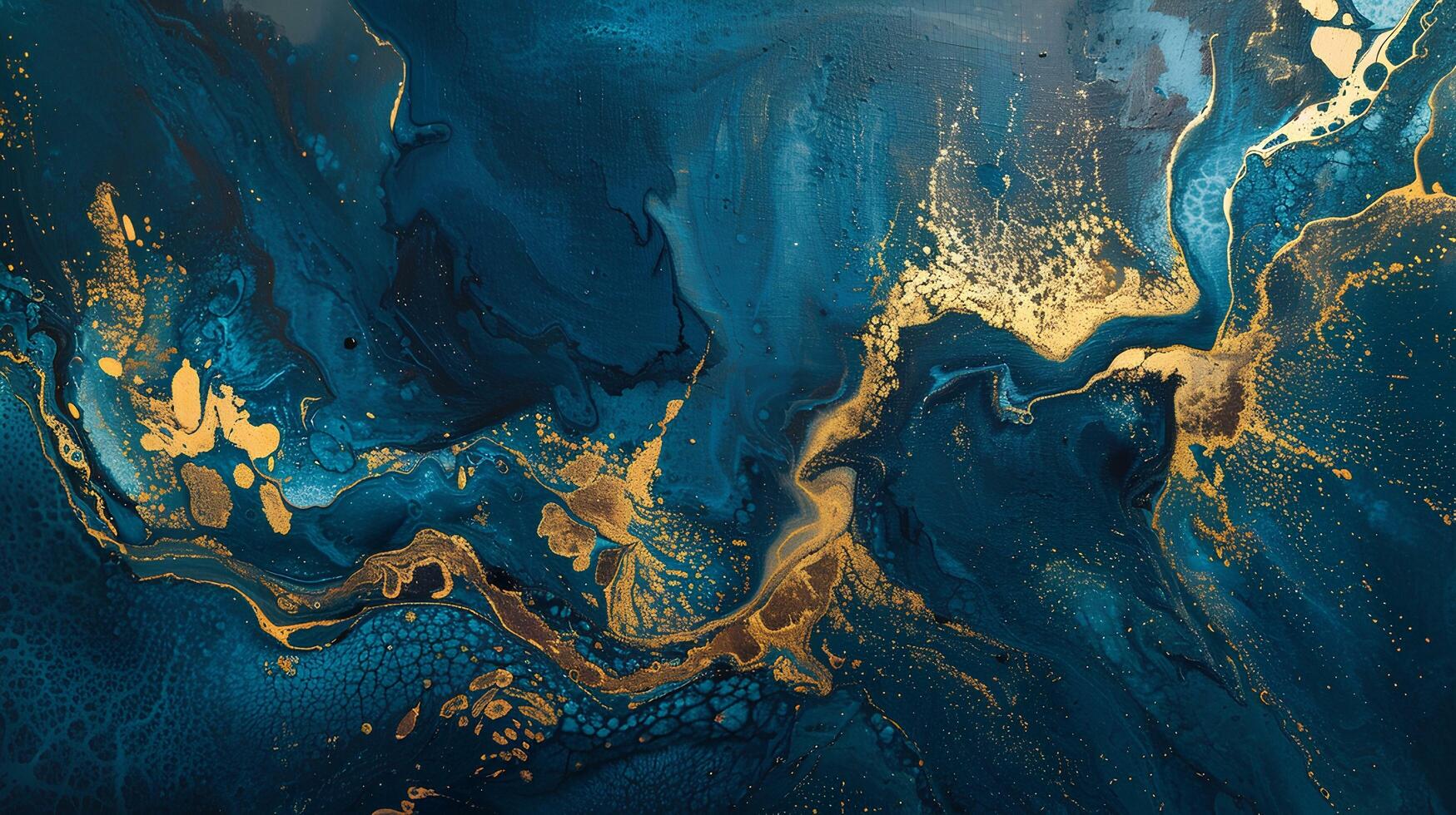 AI generated Luxury blue and gold Marble abstract acrylic background. Marbling artwork texture. Agate ripple pattern. Gold powder. photo