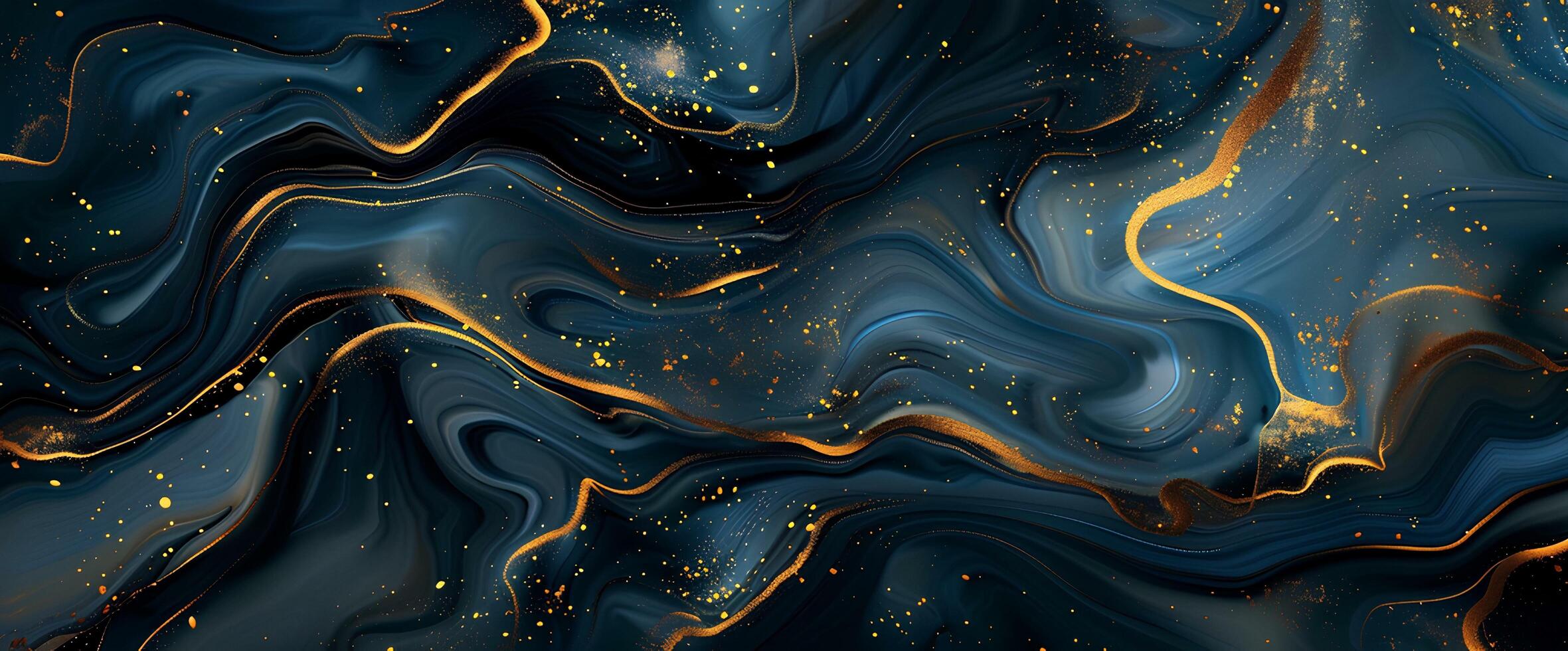 AI generated Luxury blue and gold Marble abstract acrylic background. Marbling artwork texture. Agate ripple pattern. Gold powder. photo