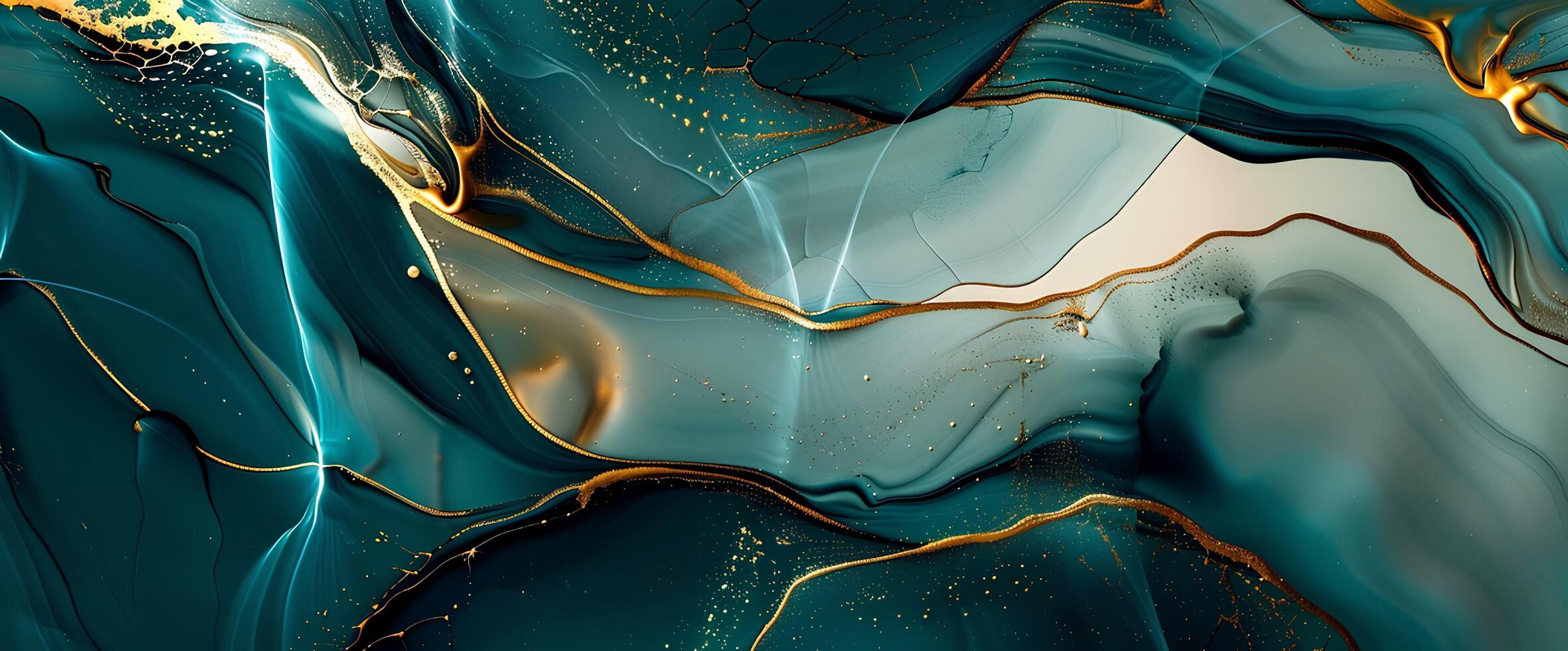 AI generated Luxury blue and gold Marble abstract acrylic background. Marbling artwork texture. Agate ripple pattern. Gold powder. photo