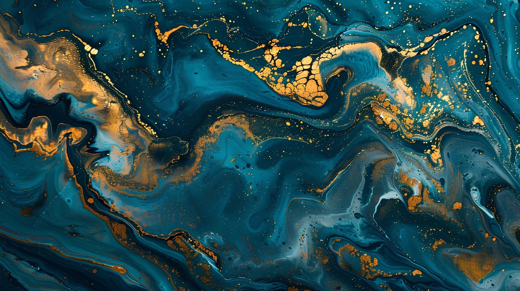 AI generated Luxury blue and gold Marble abstract acrylic background. Marbling artwork texture. Agate ripple pattern. Gold powder. photo
