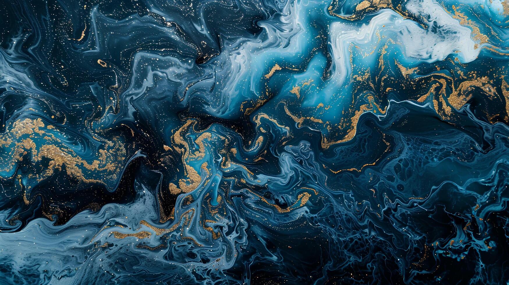 AI generated Luxury blue and gold Marble abstract acrylic background. Marbling artwork texture. Agate ripple pattern. Gold powder. photo