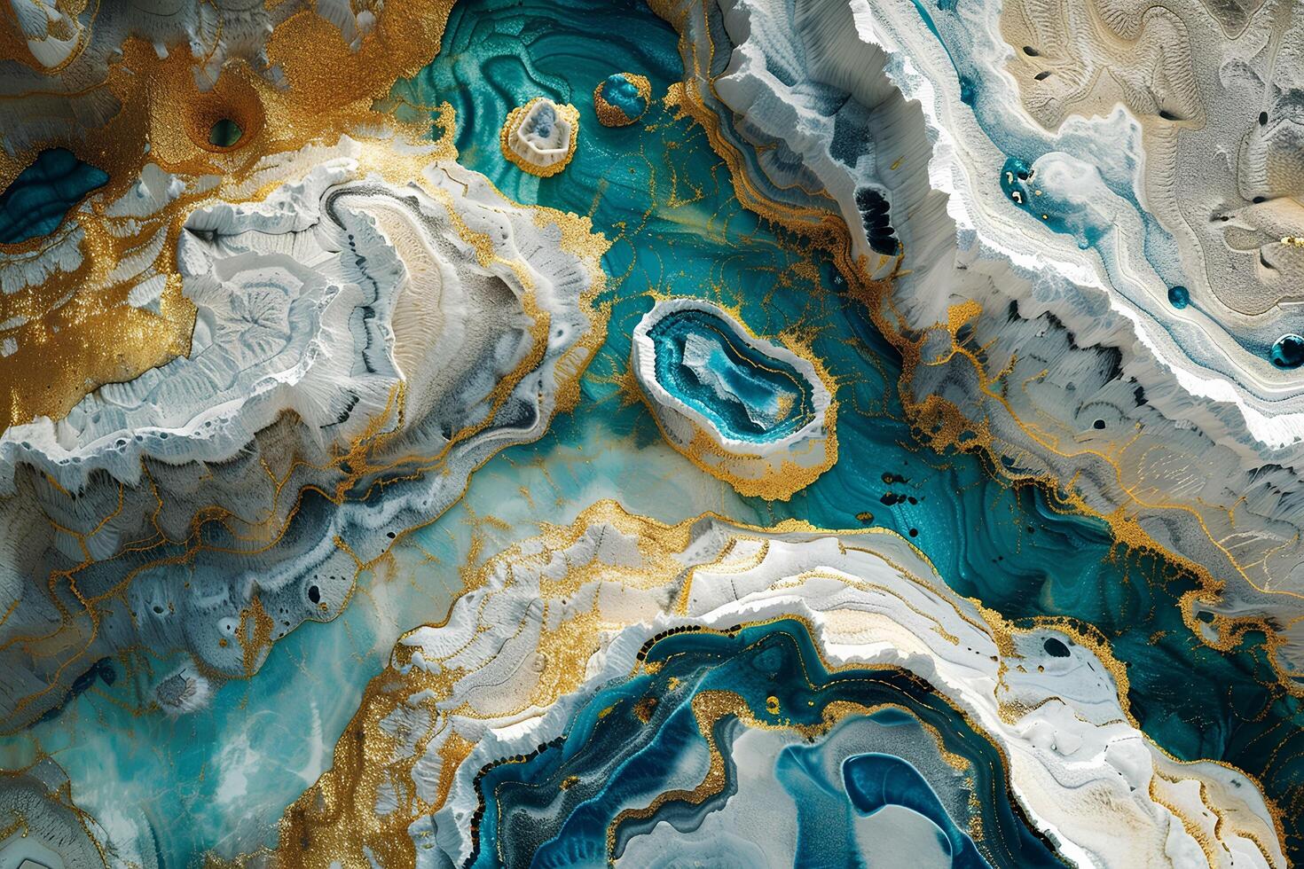 AI generated Luxury blue and gold Marble abstract acrylic background. Marbling artwork texture. Agate ripple pattern. Gold powder. photo