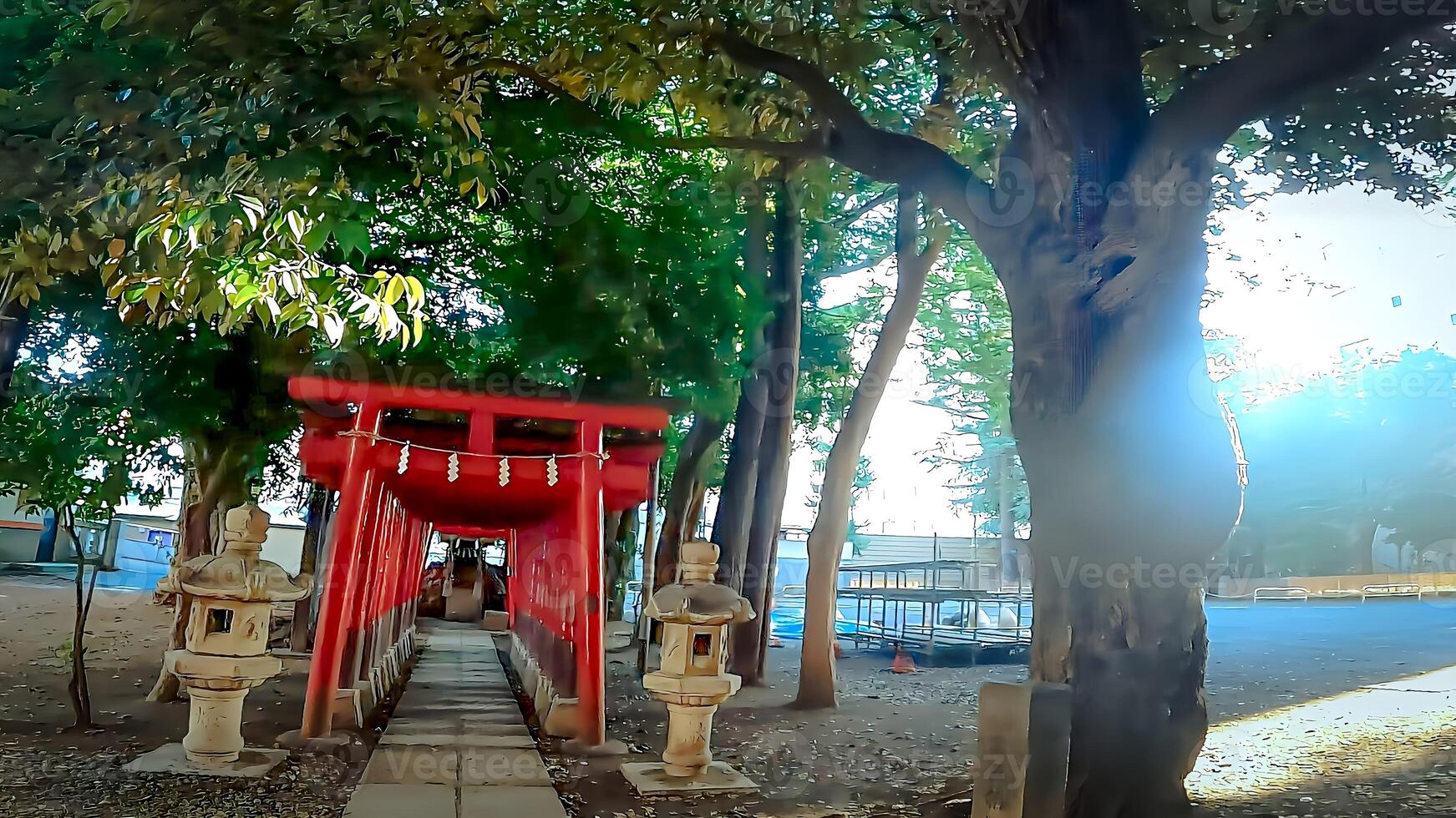 Shinjuku, Tokyo, Japan. Hanazono Shrine, a shrine standing in the middle of the city. It existed in 1590, the year Tokugawa Ieyasu entered Tokyo photo