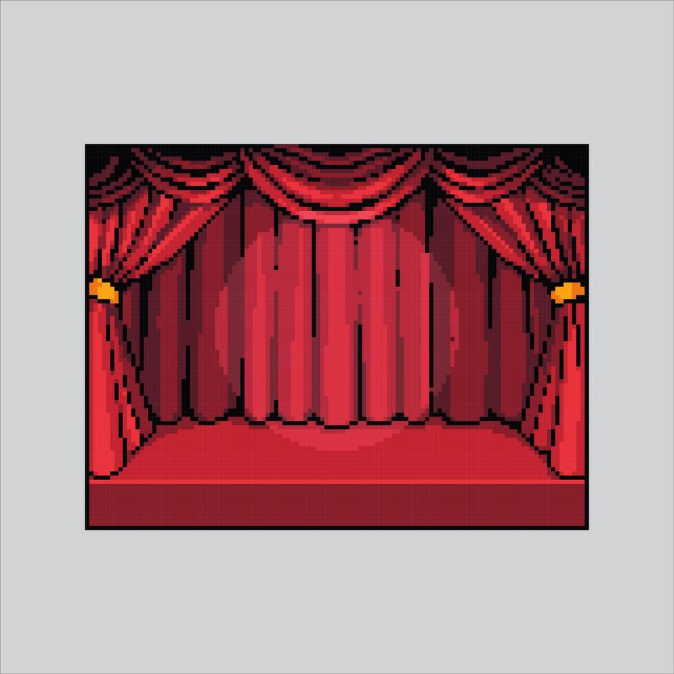 Pixel art illustration Theatre Curtain. Pixelated Curtain Show. Curtain Show Theatre pixelated for the pixel art game and icon for website and game. vector