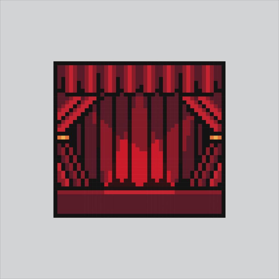 Pixel art illustration Theatre Curtain. Pixelated Curtain Show. Curtain Show Theatre pixelated for the pixel art game and icon for website and game. vector